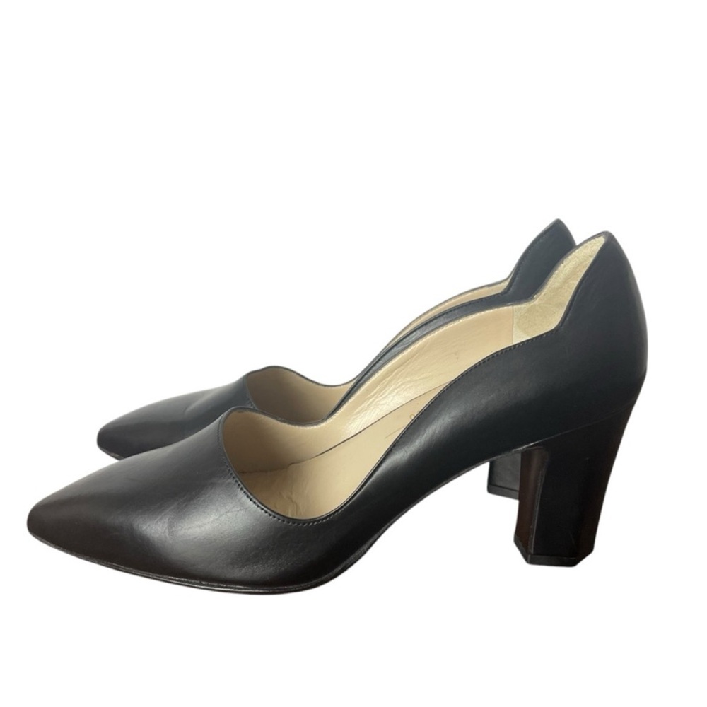 Joan Oloff Leather Italian pointed toe heels size 38 7.5 black